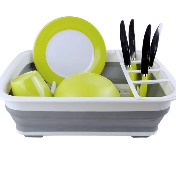 1pc Dish Drying Rack; Foldable Dish Rack For Kitchen Counter; Large Dish Drainers Utensil Holder For Soup Bowls; Dinner Plates - Image 5