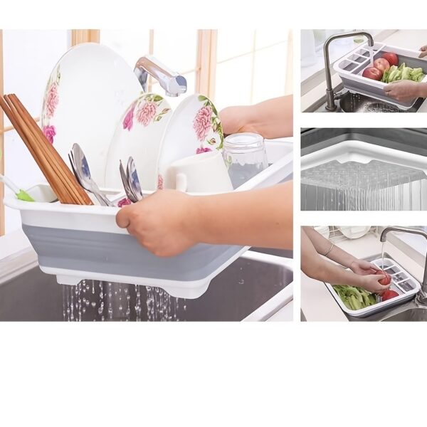 1pc Dish Drying Rack; Foldable Dish Rack For Kitchen Counter; Large Dish Drainers Utensil Holder For Soup Bowls; Dinner Plates - Image 8