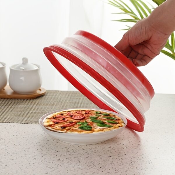 1 Pc Collapsible Microwave Splash Guard; Round Ventilated Collapsible Microwave Food Cover With Easy Grip Handle; Food Filter Dishwasher Safe - Image 6