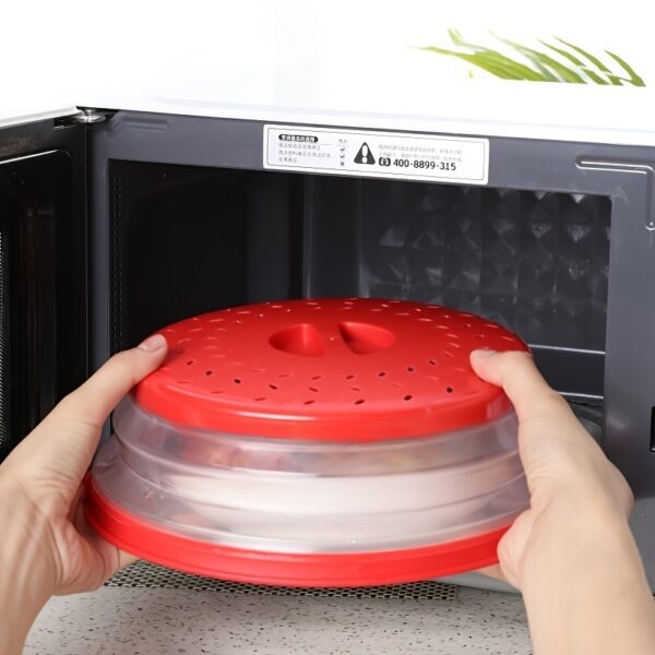 1 Pc Collapsible Microwave Splash Guard; Round Ventilated Collapsible Microwave Food Cover With Easy Grip Handle; Food Filter Dishwasher Safe - Image 8