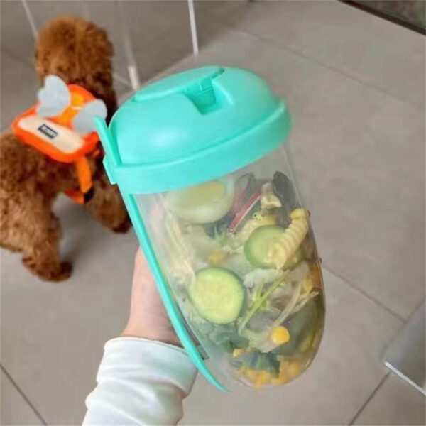 1pc Fresh Salad Cup; Keep Fit Salad Meal Shaker Cup; 1000ml/33.81oz; Portable Fruit Vegetable Milk Cup; 7.87''X2.33'' - Image 2