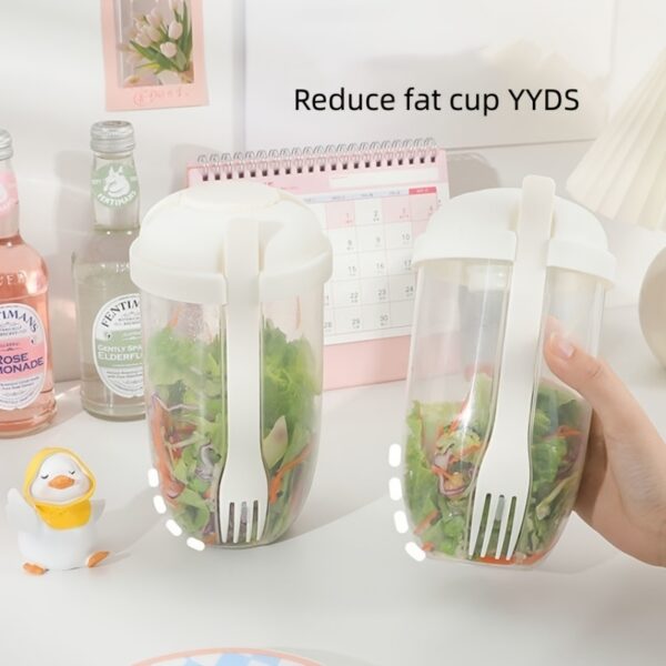 1pc Fresh Salad Cup; Keep Fit Salad Meal Shaker Cup; 1000ml/33.81oz; Portable Fruit Vegetable Milk Cup; 7.87''X2.33'' - Image 4