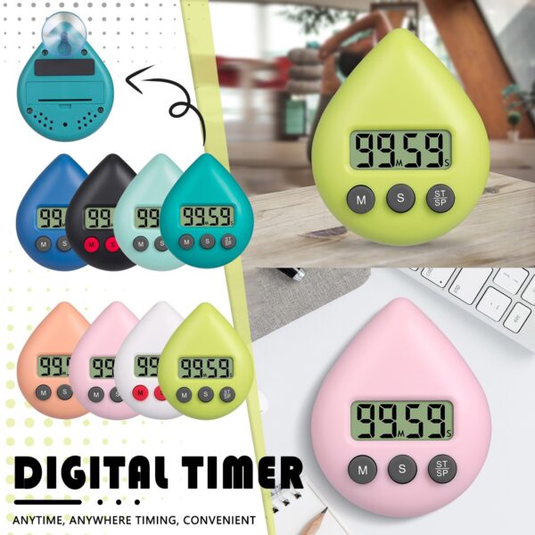 LED Counter Display Alarm Clock Manual Electronic Countdown Sports Sucker Digital Timer Kitchen Cooking Shower Study Stopwatch - Image 3