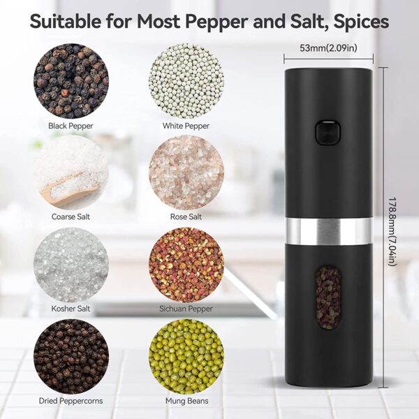 Electric Salt And Pepper Grinder Set With Charging Base Automatic Salt Pepper Mill Refillable Adjustable Coarseness Salt Grinder - Image 7