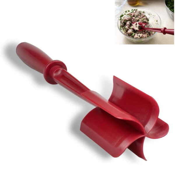 i Kito Ground Meat Chopper Utensil; Plastic Beef Hamburger Tool; Potato Masher Black - Image 2