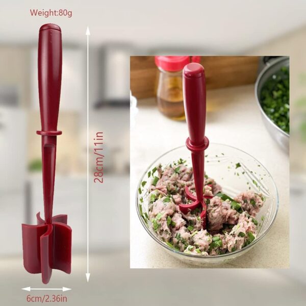 i Kito Ground Meat Chopper Utensil; Plastic Beef Hamburger Tool; Potato Masher Black - Image 7