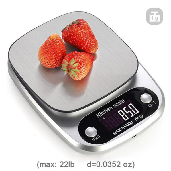 Supermarket Kitchen Scales Stainless Steel Weighing For Food Diet 22lb(1oz) Balance Measuring LCD Precision Electronic Vegetable Mark; Postal Scales/digital Scale; Without Batteries - Image 2