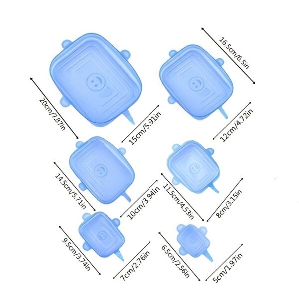 6pcs Rectangular Silicone Fresh-keeping Lid; Eco-friendly Reusable Food Covers For Bowls; Cups; Cans; Fit Different Sizes & Shapes Of Container; Dishwasher & Freezer Safe