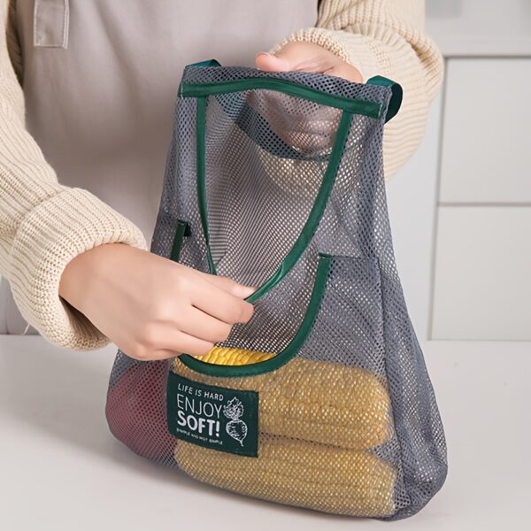 1pc/2pcs; Large Capacity Double Layer Hanging Mesh Storage Bag; Reusable Bags; Fruit And Vegetable Bags - Image 5