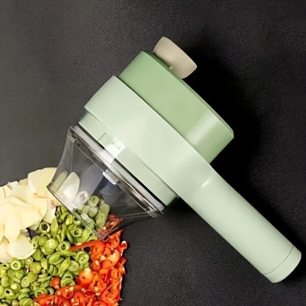 4 In 1 Vegetable Chopper Handheld Electric Vegetable Cutter Set Portable Wireless Garlic Mud Masher Garlic Press And Slicer Set Multifunctional Electric Mini Food Processor