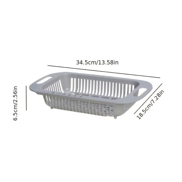 1pc Retractable Adjustable Vegetable Drain Basket; Rectangular Plastic Basket; Household Kitchen Dishwashing And Vegetable Rack; Sink Drain Basket - Image 5