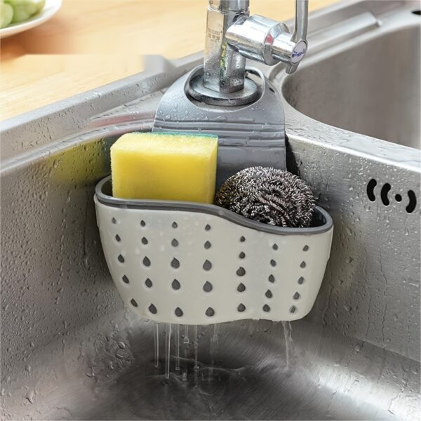 1 Pc Sink Sponge Rack; Sink Organizer Silicone Storage Box; Hangable Multifunctional Drainage Adjustable Shoulder Strap; Sponge Rack - Image 11