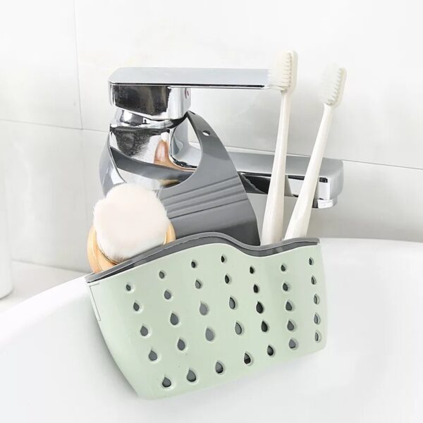 1 Pc Sink Sponge Rack; Sink Organizer Silicone Storage Box; Hangable Multifunctional Drainage Adjustable Shoulder Strap; Sponge Rack - Image 14