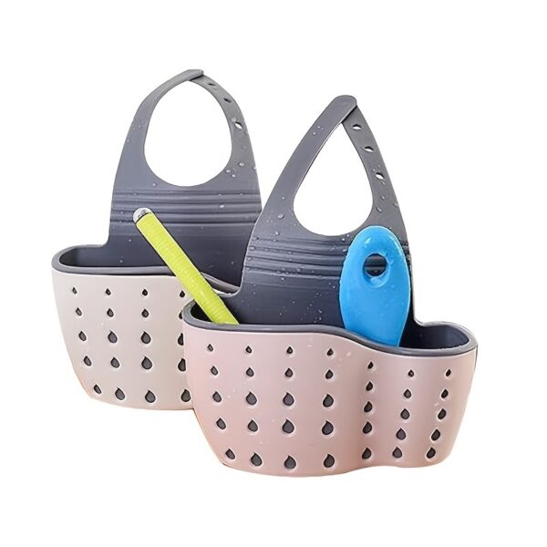 1 Pc Sink Sponge Rack; Sink Organizer Silicone Storage Box; Hangable Multifunctional Drainage Adjustable Shoulder Strap; Sponge Rack - Image 7