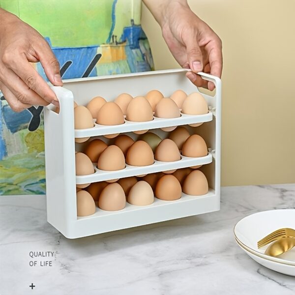 Refrigerator Egg Storage Box; Side Door Multi-layer Egg Tray For Refrigerator; Anti-fall Egg Tray; Kitchen Egg Rack - Image 3