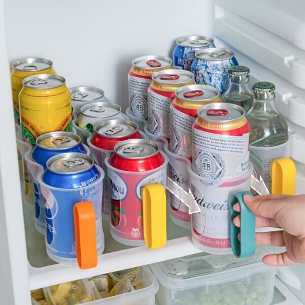 1pc Portable Can Organizer For Refrigerator Shelf Beer Can Holder Fridge Storage Sliding Rack Clear Plastic Storage Containers For Food - Image 2