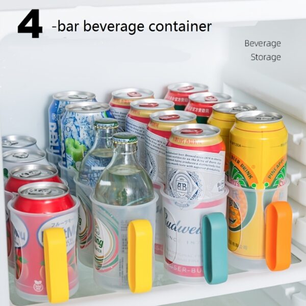 1pc Portable Can Organizer For Refrigerator Shelf Beer Can Holder Fridge Storage Sliding Rack Clear Plastic Storage Containers For Food - Image 3