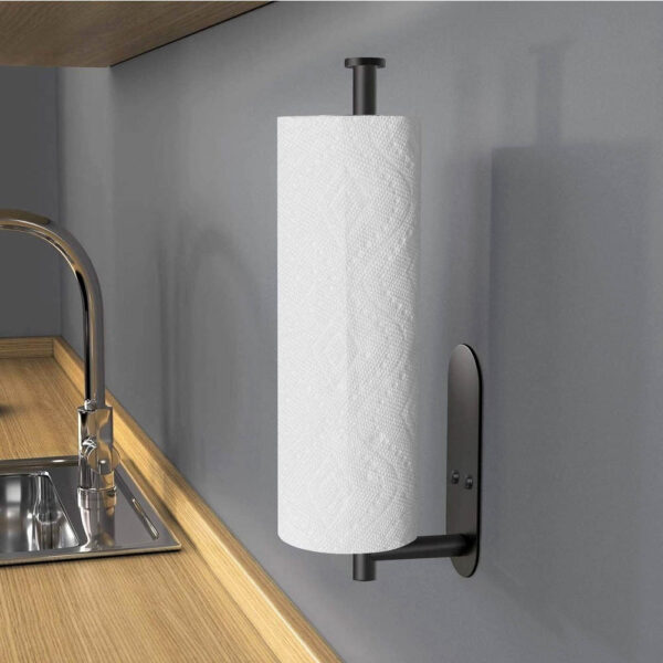 Kitchen Towel Holder; Cabinet Wall Mount Rack; Adhesive Tissue Holder; Tissue Roll Holder - Image 4