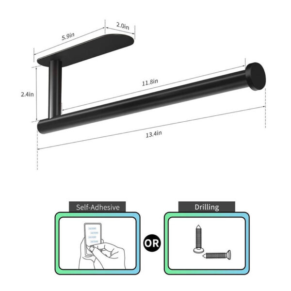 Kitchen Towel Holder; Cabinet Wall Mount Rack; Adhesive Tissue Holder; Tissue Roll Holder - Image 6