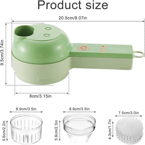 1pc 4 In 1 Vegetable Chopper Handheld Electric Vegetable Cutter Set Portable Wireless Garlic Mud Masher Garlic Press And Slicer Set Multifunctional Electric Mini Food Processor - Image 8