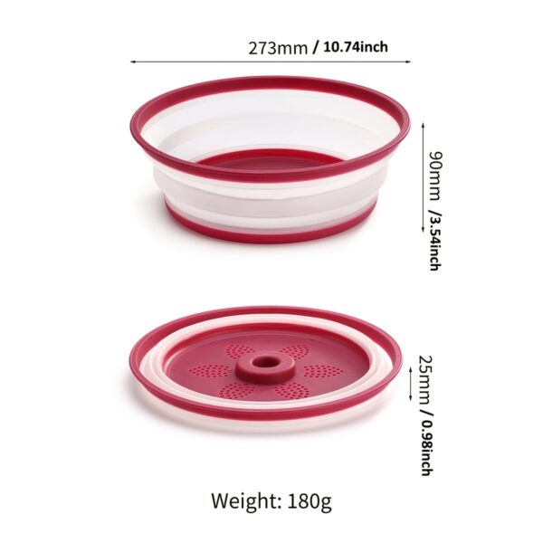 1pc Kitchen Foldable Microwave Food Cover; Fresh-Keeping Reusable Proof Clear Refrigerator Preservation Lid - Image 6