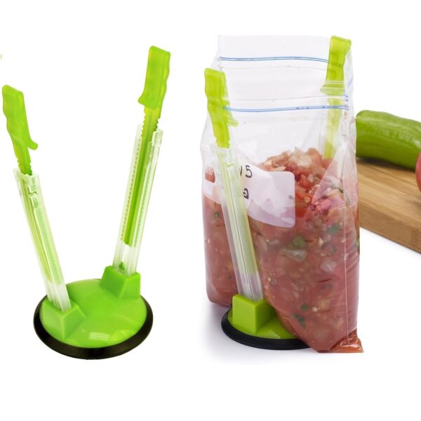 1pc Food Storage Bag Holder; Adjustable Food Prep Bag Holder; Non-Slip Base For Plastic Freezer Bags; Pour Leftovers; Snacks And Meal Prep Ingredients; Prevent Spills - Image 2