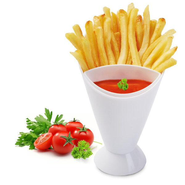 1pc Plastic French Fry / Chip Dish + Dipping Sauce; Chip Cup For Chips & Salsa; French Fries & Ketchup; Vegetables & Dip - Image 2