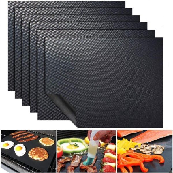 5pcs Non-stick BBQ Grill Mat Baking Mat BBQ Tools Cooking Grilling Sheet Heat Resistance Easily Cleaned Kitchen Tools; 15.75*12.99inch - Image 2