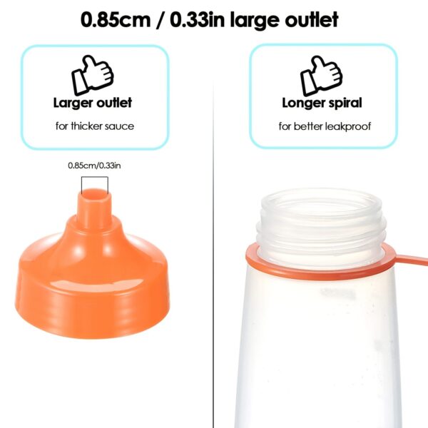 3pcs; Condiment Squeeze Bottles; Plastic Condiment Squeeze Bottles With Squeeze Top; Sauce Squeeze Bottles For Sauces; Kitchen Supplies - Image 2