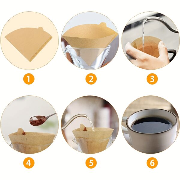 100pcs Of V60 Filters 02; Conical Coffee Filters 2; Size 02 Coffee Filters; Used For Pour-over Coffee Drippers; 1-4 Cups; 100 Pieces; Natural And Unbleached - Image 6