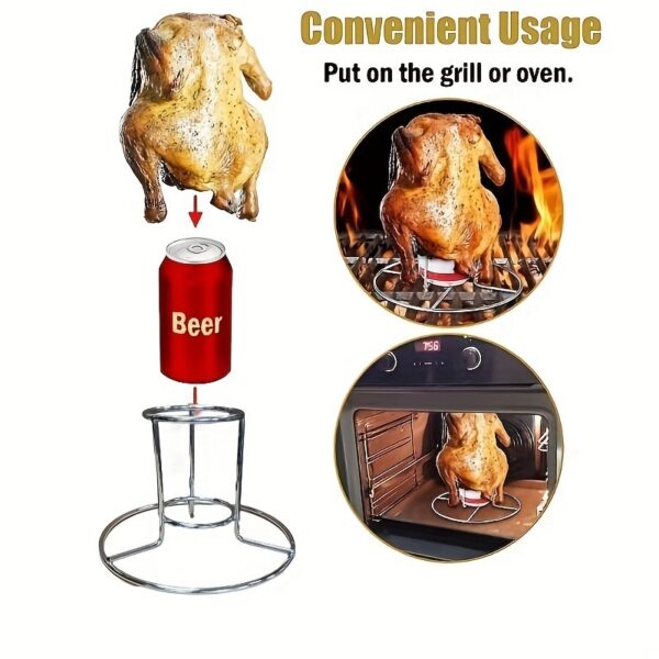 1pc Beer Can Chicken Holder; Vertical Chicken Rack; Stainless Steel Chicken Racks For BBQ; Grilling Roasting - Image 5