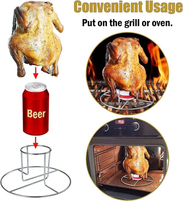 1pc Beer Can Chicken Holder; Vertical Chicken Rack; Stainless Steel Chicken Racks For BBQ; Grilling Roasting - Image 9