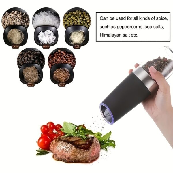 1pc/2pcs Electric Pepper Mill Herb Coffee Grinder Automatic Gravity Induction Salt Shaker Grinders Machine Kitchen Herb Spice Mill Tools (Battery Not Included) - Image 9