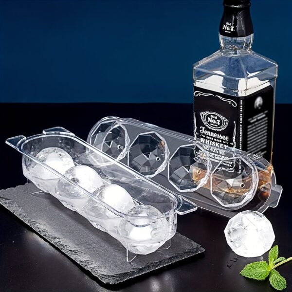 1 Ice Mold; Ice Cube Tray For Freezer; Cocktail Whiskey Bourbon 2 Inch Large Ice Cube Mold; Diamond Ice Ball Maker Mold - Image 2