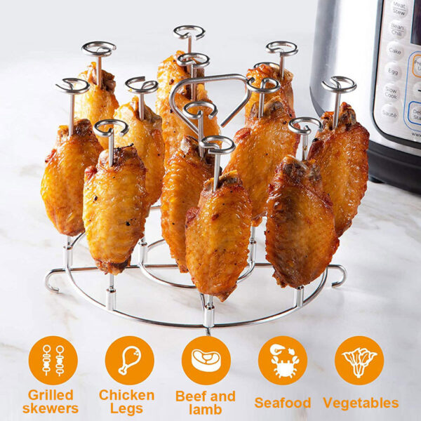 1pc Kitchen Air Fryer Rack Accessories; BBQ Grill Tray Basket Stand; Roasting Meat Food Holder Tool For Household Picnic Camping - Image 3