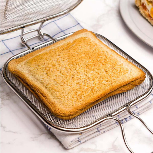 Sandwich Toaster Bread Grill Net Stainless Steel Sandwich Grilling Basket Foldable Sandwich Baking Tool Oven Food Grill Rack - Image 5