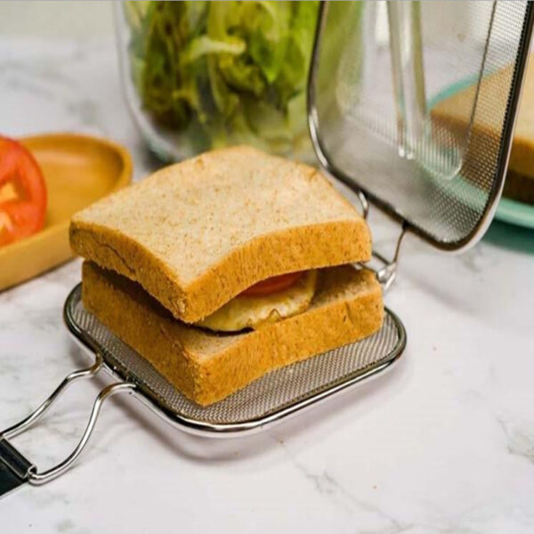 Sandwich Toaster Bread Grill Net Stainless Steel Sandwich Grilling Basket Foldable Sandwich Baking Tool Oven Food Grill Rack - Image 9