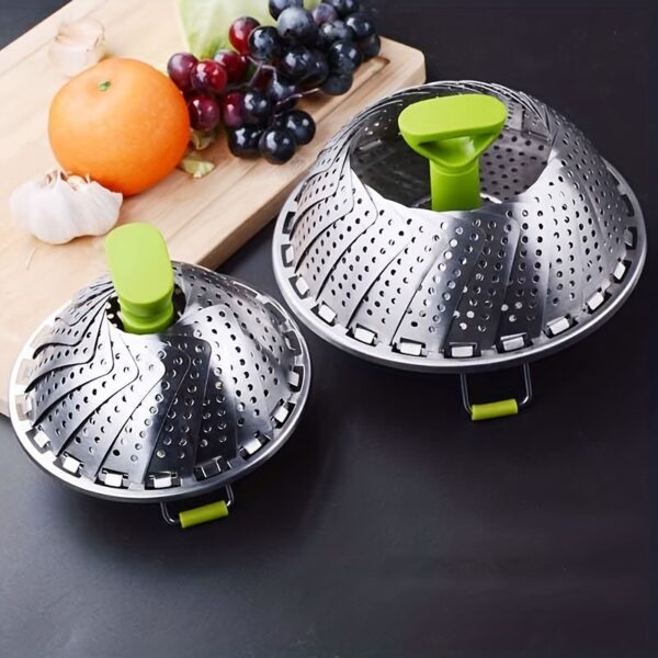 1pc; Foldable Steamer Rack; Stainless Steel Steamer Basket; Folding Steamer Insert For Veggie; Fish; Seafood; Bun; And More; Kitchen Gadgets; Kitchen Accessories