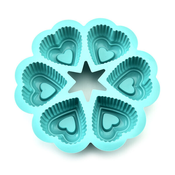 Six-hole love silicone cake pan diy baking cake mold kitchen utensils - Image 4