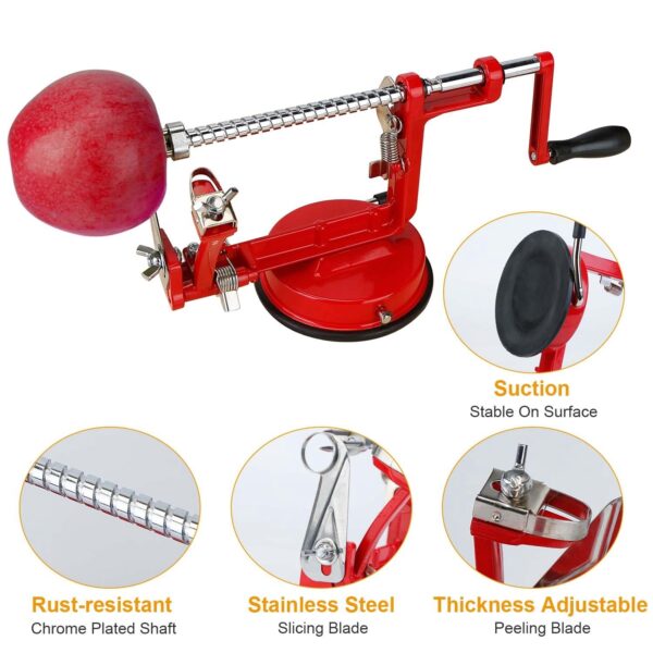 3In 1 Apple Peeler Manual Rotation Potato Fruit Core Slicer Kitchen Hand Cracking Corer - Image 3