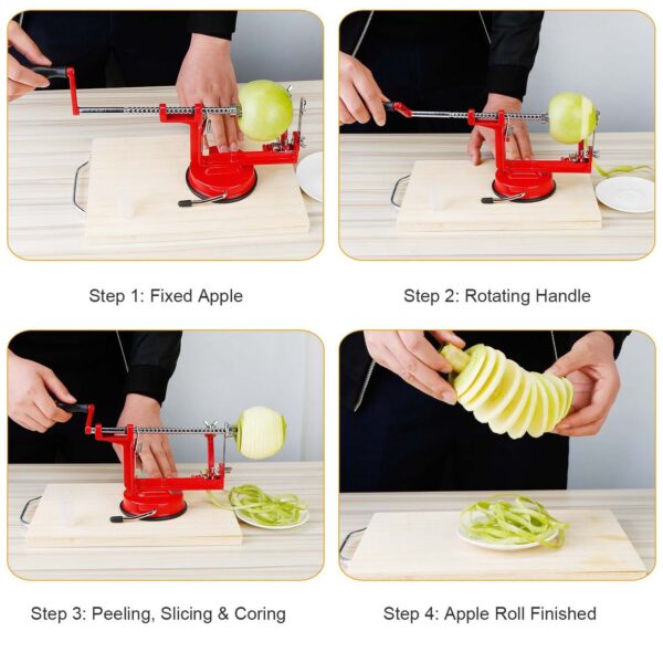 3In 1 Apple Peeler Manual Rotation Potato Fruit Core Slicer Kitchen Hand Cracking Corer - Image 4