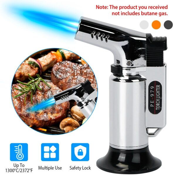 Culinary Butane Torch Lighter Refillable Blow Torch Adjustable Flame Kitchen Cooking BBQ Torch (Gas Not Included) - Image 29