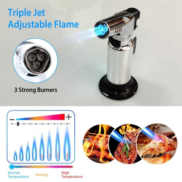 Culinary Butane Torch Lighter Refillable Blow Torch Adjustable Flame Kitchen Cooking BBQ Torch (Gas Not Included) - Image 26