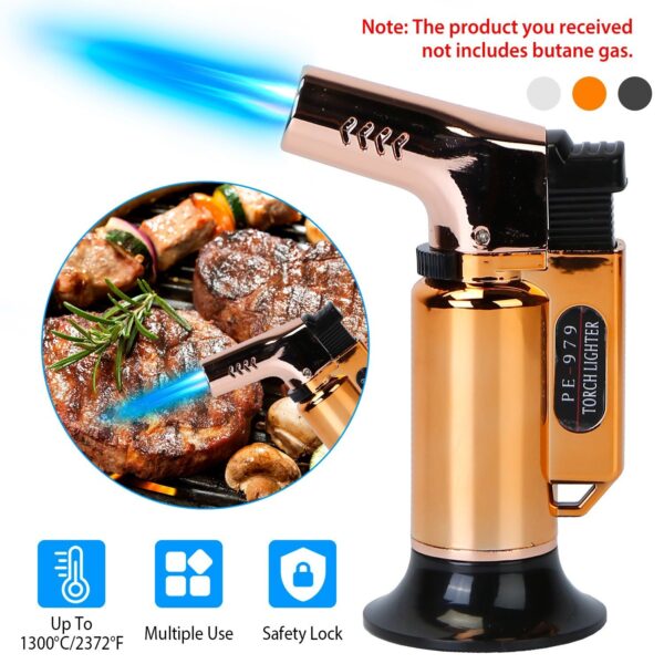 Culinary Butane Torch Lighter Refillable Blow Torch Adjustable Flame Kitchen Cooking BBQ Torch (Gas Not Included) - Image 12