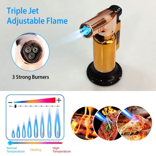 Culinary Butane Torch Lighter Refillable Blow Torch Adjustable Flame Kitchen Cooking BBQ Torch (Gas Not Included) - Image 6