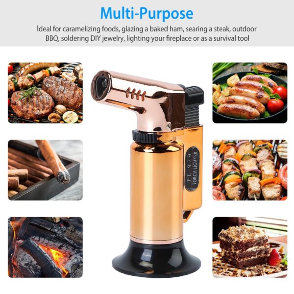 Culinary Butane Torch Lighter Refillable Blow Torch Adjustable Flame Kitchen Cooking BBQ Torch (Gas Not Included) - Image 7