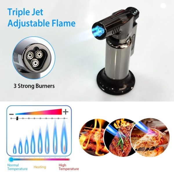 Culinary Butane Torch Lighter Refillable Blow Torch Adjustable Flame Kitchen Cooking BBQ Torch (Gas Not Included) - Image 18