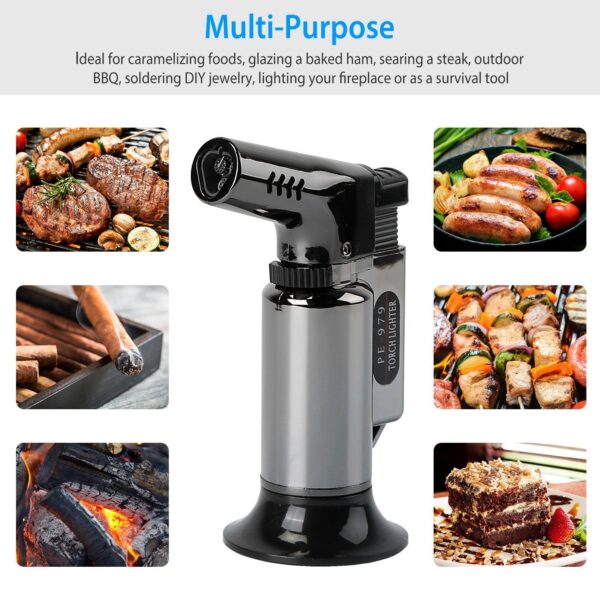 Culinary Butane Torch Lighter Refillable Blow Torch Adjustable Flame Kitchen Cooking BBQ Torch (Gas Not Included) - Image 19