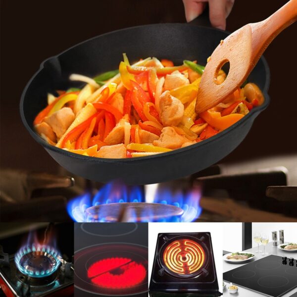 3Pcs Pre-Seasoned Cast Iron Skillet Set 6/8/10in Non-Stick Oven Safe Cookware Heat-Resistant Frying Pan - Image 6