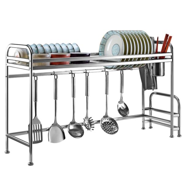 Over Sink Dish Drying Rack Shelf Stainless Steel Kitchen Countertop Bowl Dish Chopping Board Organizer Rack - Image 8